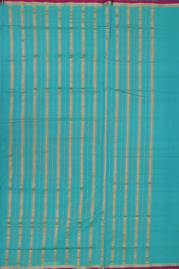 Mangalagiri Cotton Saree In Sea Green Zari Border