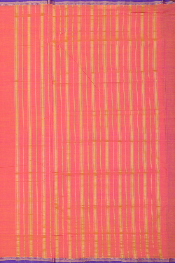Mangalagiri Cotton Saree In Coral Pink With Contrast Border