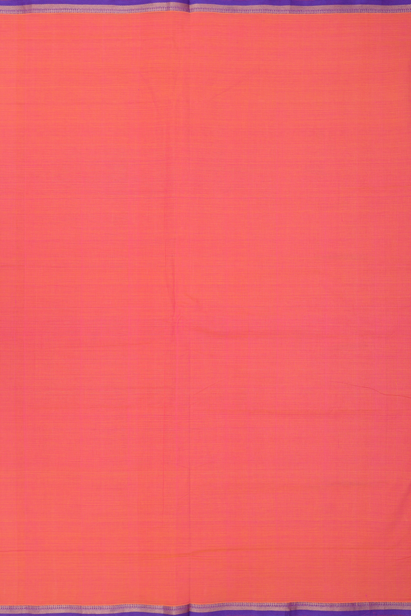 Mangalagiri Cotton Saree In Coral Pink With Contrast Border