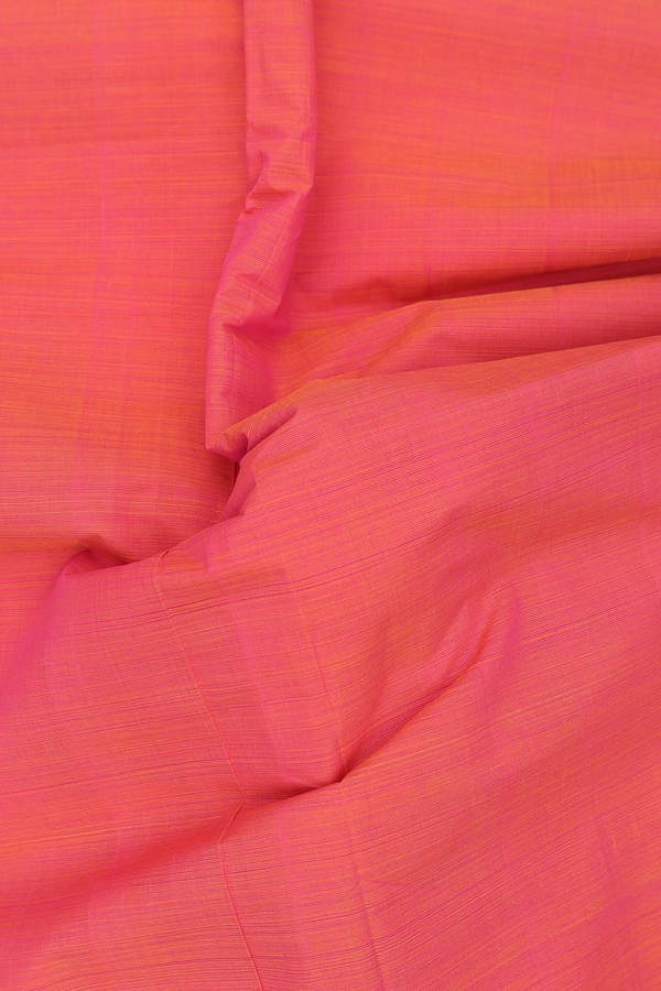 Mangalagiri Cotton Saree In Coral Pink With Contrast Border