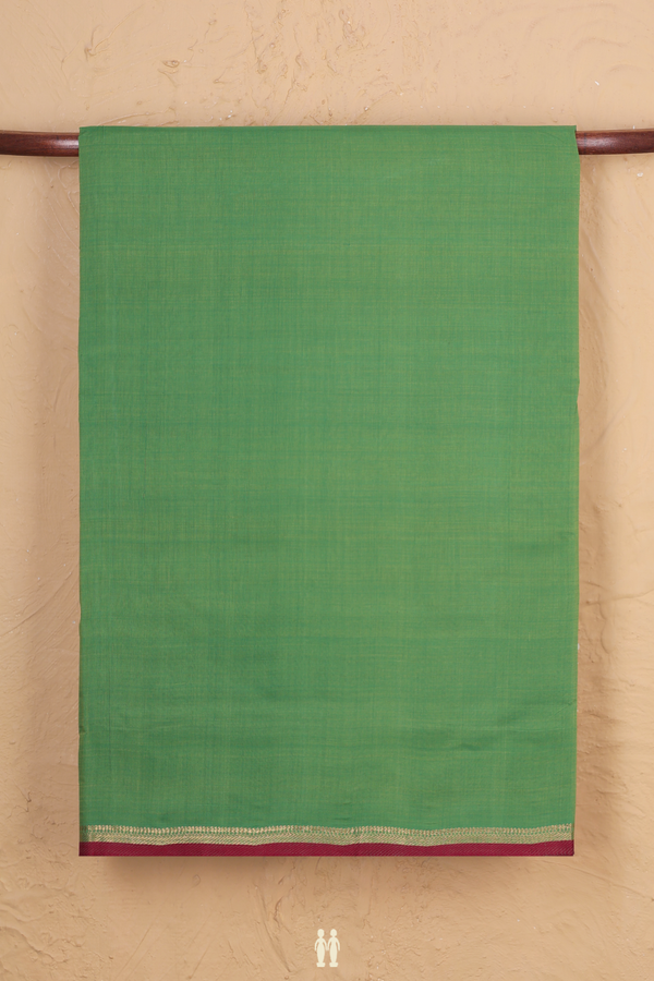 Mangalagiri Cotton Saree In Parrot Green With Zari Border