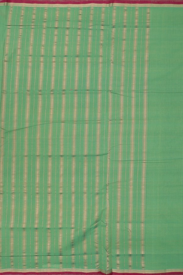 Mangalagiri Cotton Saree In Parrot Green With Zari Border