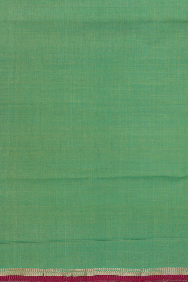 Mangalagiri Cotton Saree In Parrot Green With Zari Border