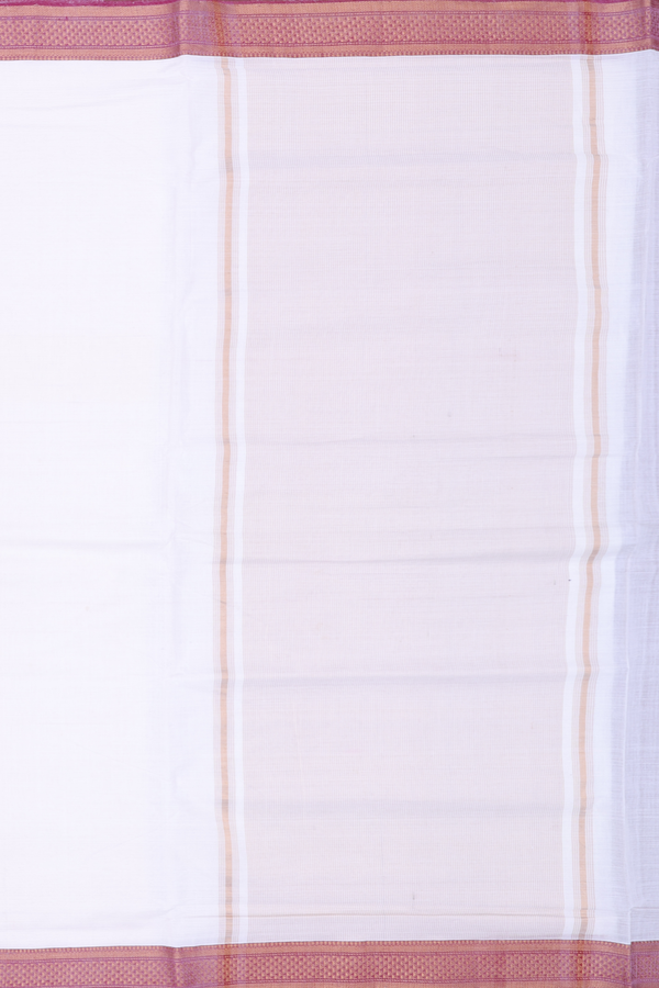 Mangalagiri Cotton Saree In White With Contrast Border