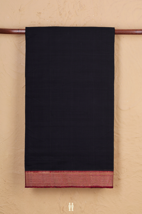 Mangalagiri Cotton Saree In Black With Contrast Border