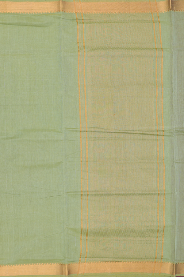 Mangalagiri Cotton Saree In Sage Green With Zari Border