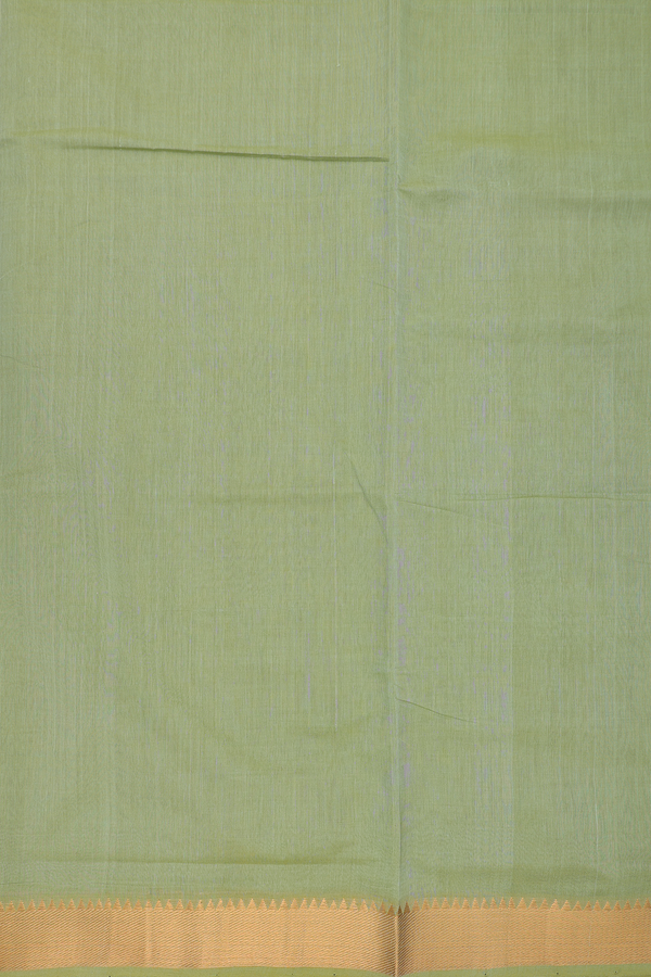 Mangalagiri Cotton Saree In Sage Green With Zari Border