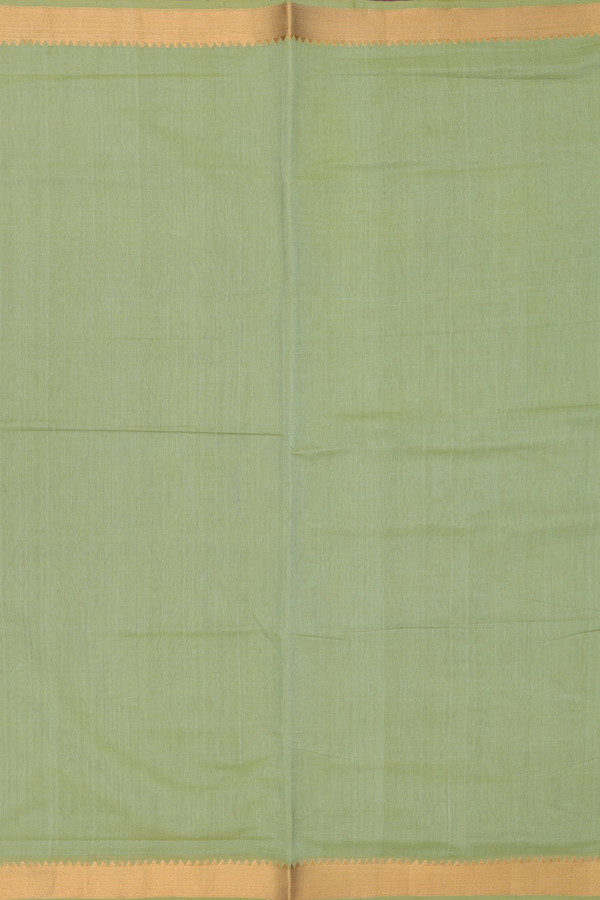 Mangalagiri Cotton Saree In Sage Green With Zari Border