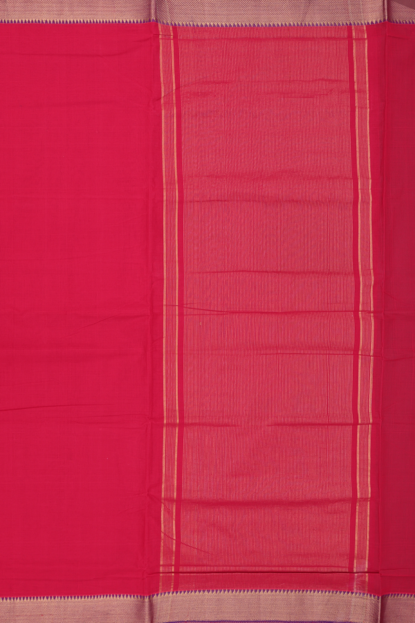 Mangalagiri Cotton Saree In Crimson Red With Contrast Border