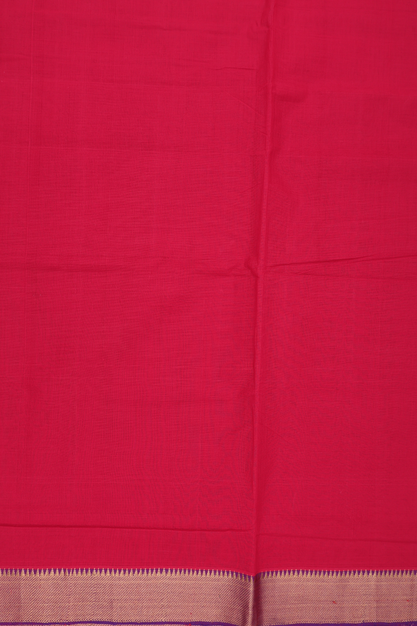 Mangalagiri Cotton Saree In Crimson Red With Contrast Border