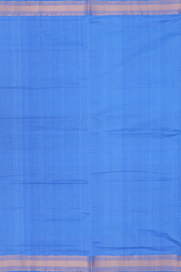 Mangalagiri Cotton Saree In Cornflower Blue With Zari Border