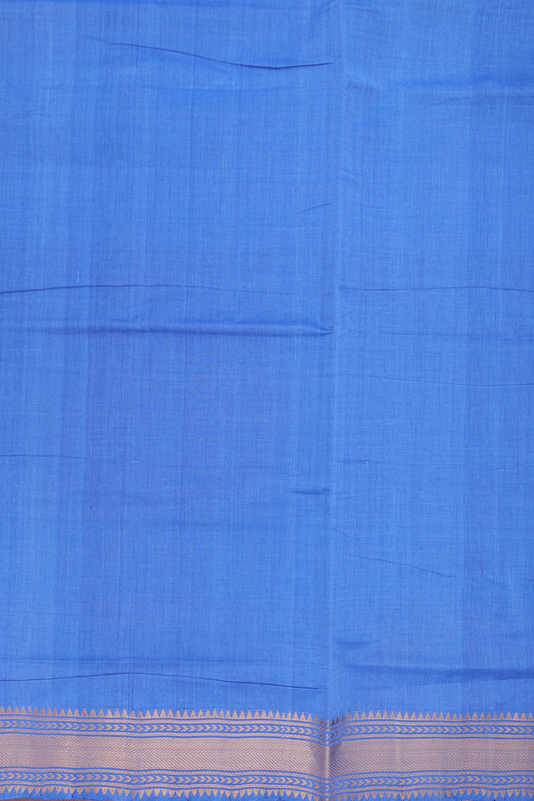 Mangalagiri Cotton Saree In Cornflower Blue With Zari Border