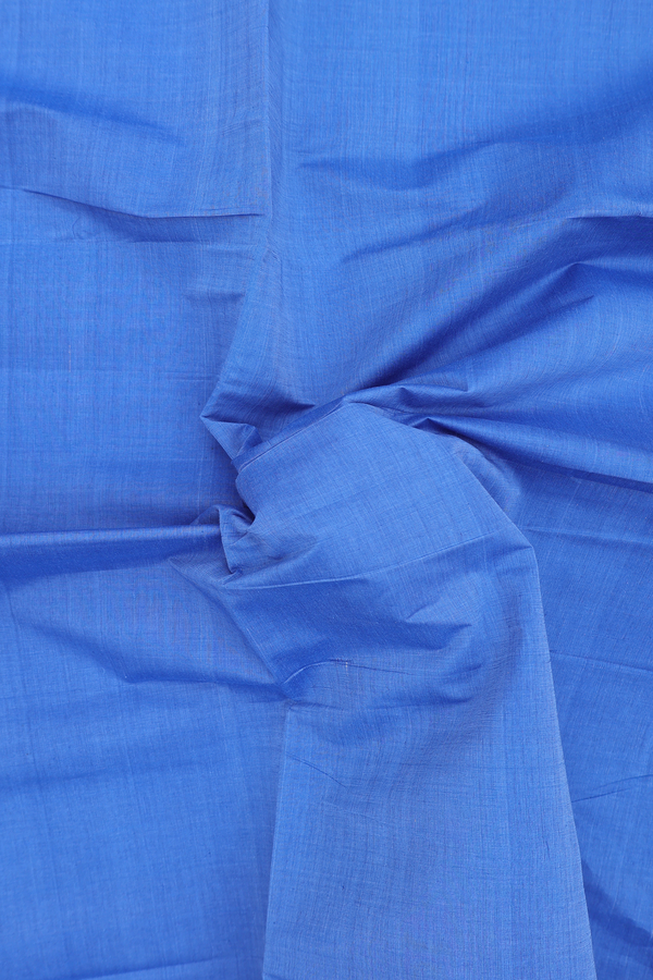 Mangalagiri Cotton Saree In Cornflower Blue With Zari Border