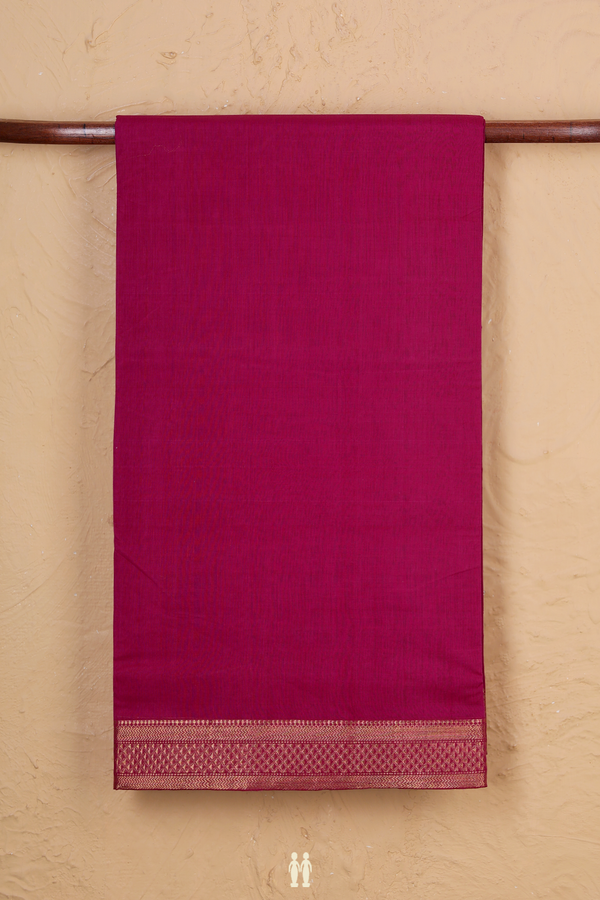 Mangalagiri Cotton Saree In Berry Purple With Zari Border