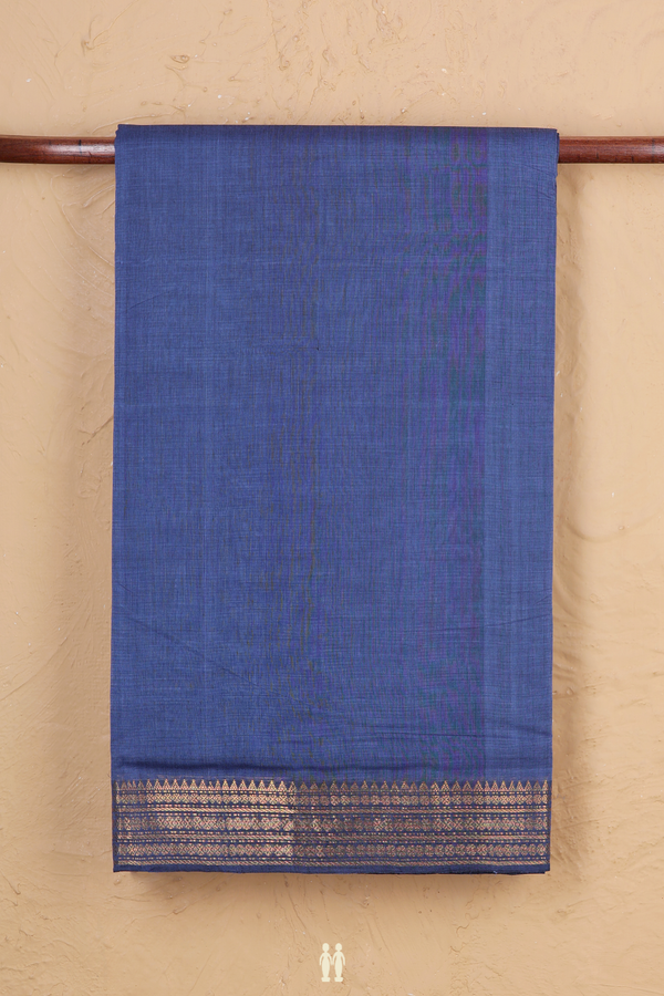 Mangalagiri Cotton Saree In Steel Blue With Zari Border