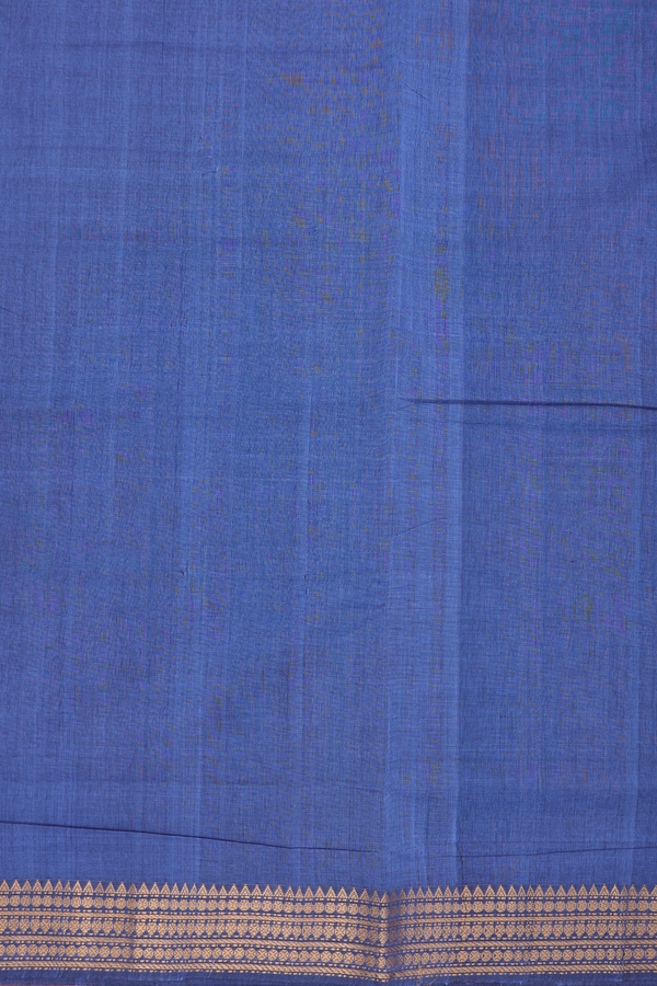 Mangalagiri Cotton Saree In Steel Blue With Zari Border