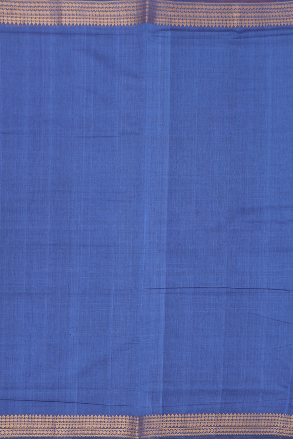 Mangalagiri Cotton Saree In Steel Blue With Zari Border