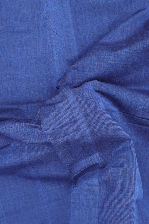 Mangalagiri Cotton Saree In Steel Blue With Zari Border