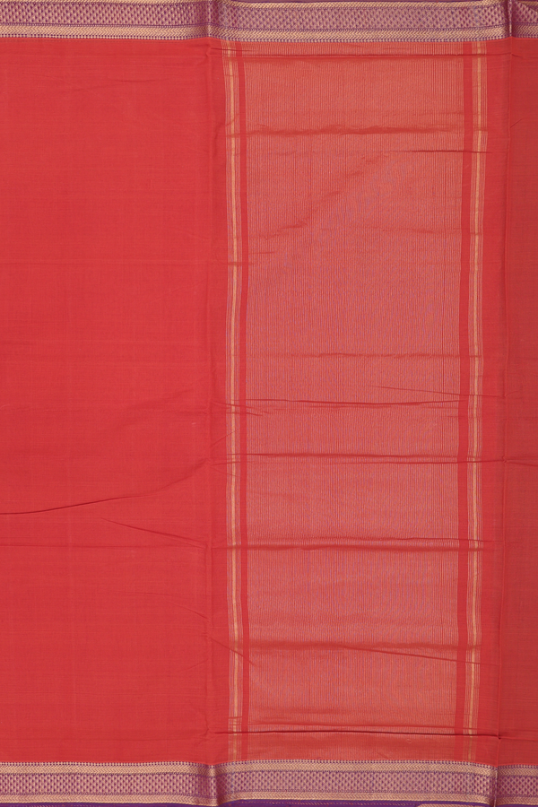 Mangalagiri Cotton Saree In Rust Orange With Contrast Border