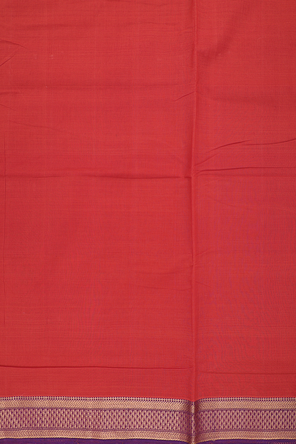 Mangalagiri Cotton Saree In Rust Orange With Contrast Border