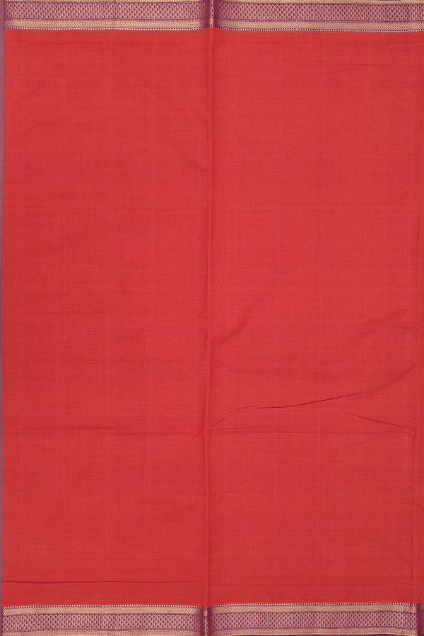 Mangalagiri Cotton Saree In Rust Orange With Contrast Border