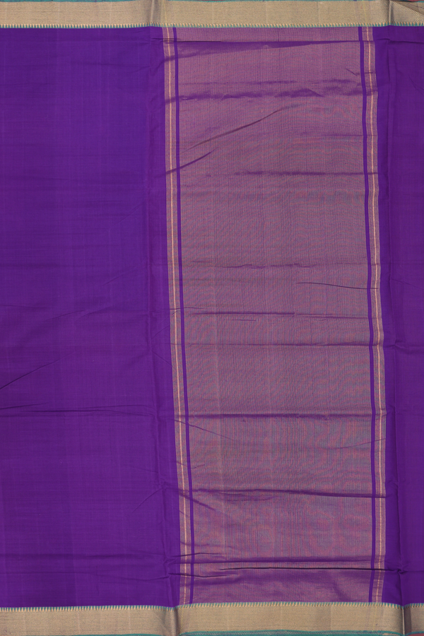 Mangalagiri Cotton Saree In Purple With Contrast Border