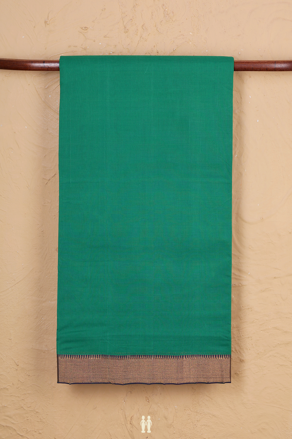Mangalagiri Cotton Saree In Green With Contrast Border