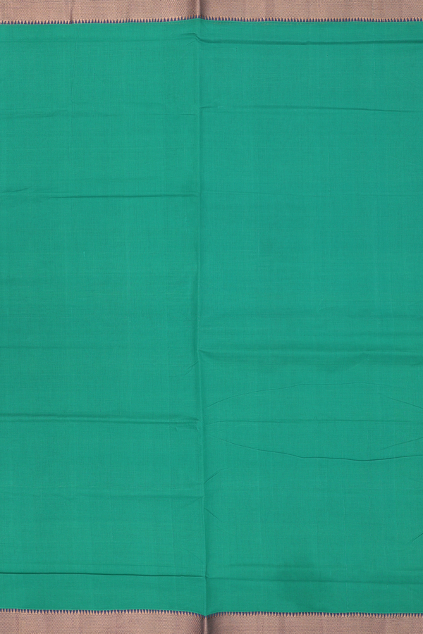 Mangalagiri Cotton Saree In Green With Contrast Border