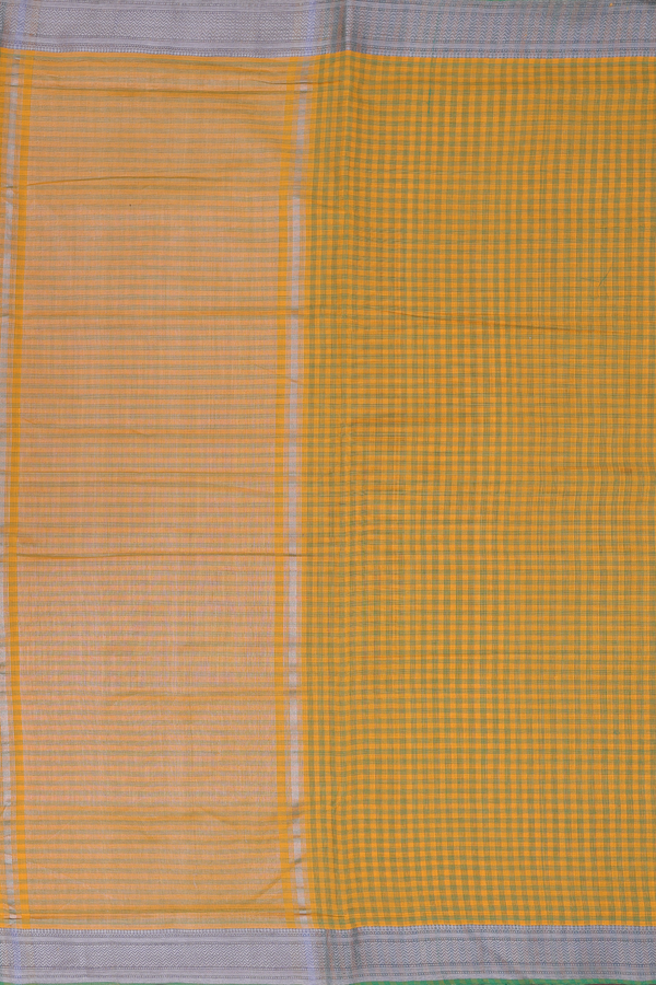 Mangalagiri Cotton Saree In Yellow With Checks Design