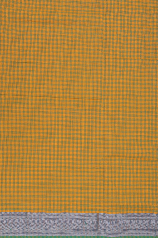 Mangalagiri Cotton Saree In Yellow With Checks Design