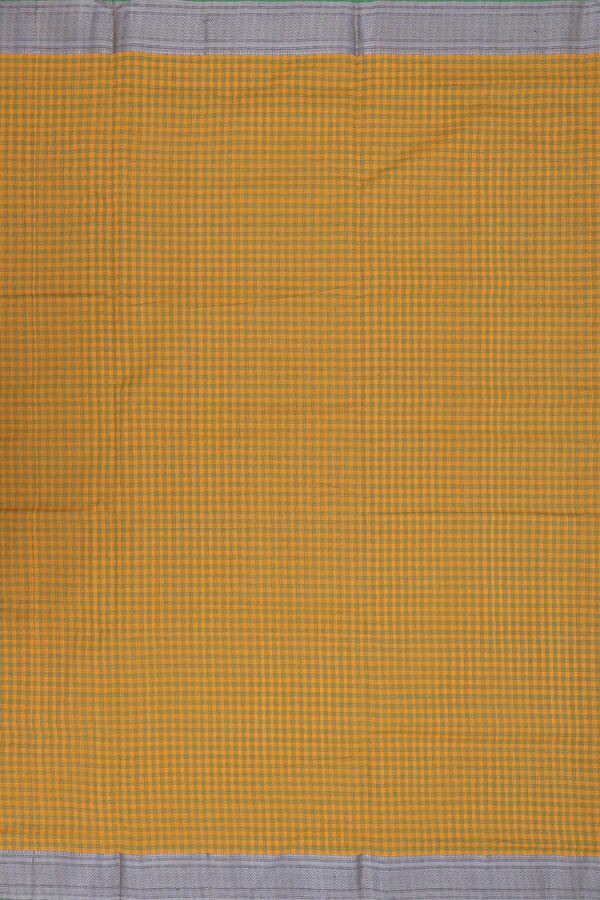 Mangalagiri Cotton Saree In Yellow With Checks Design