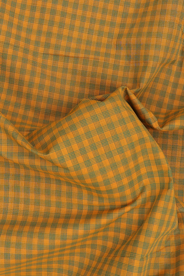 Mangalagiri Cotton Saree In Yellow With Checks Design