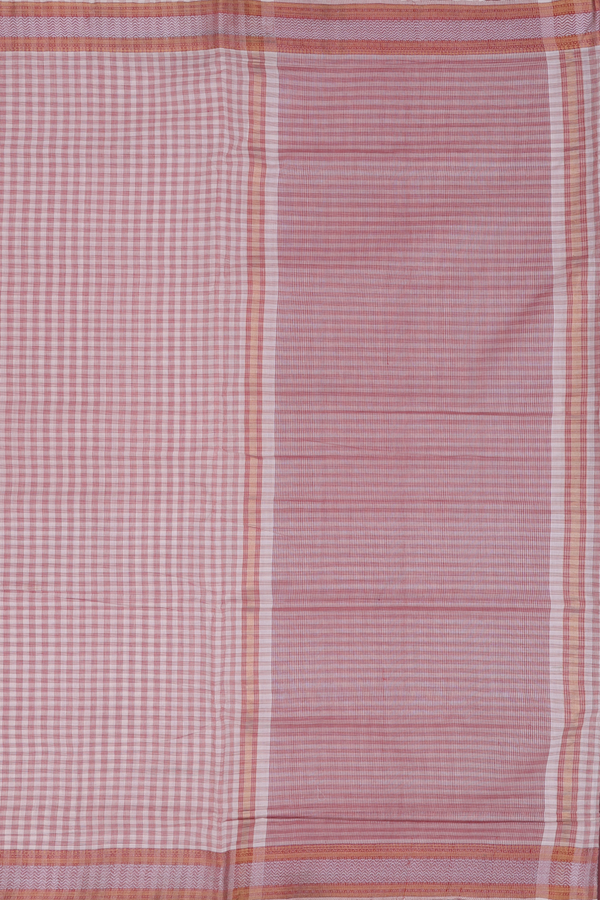 Mangalagiri Cotton Saree In Off White With Checks Design