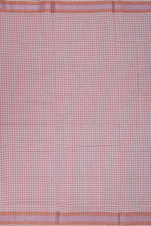 Mangalagiri Cotton Saree In Off White With Checks Design