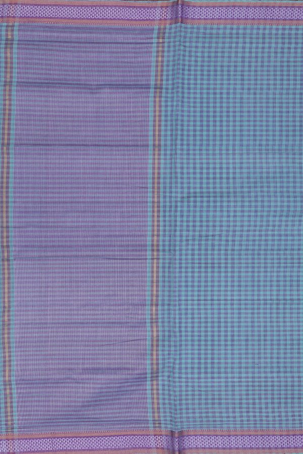 Mangalagiri Cotton Saree In Blue With Checks Design