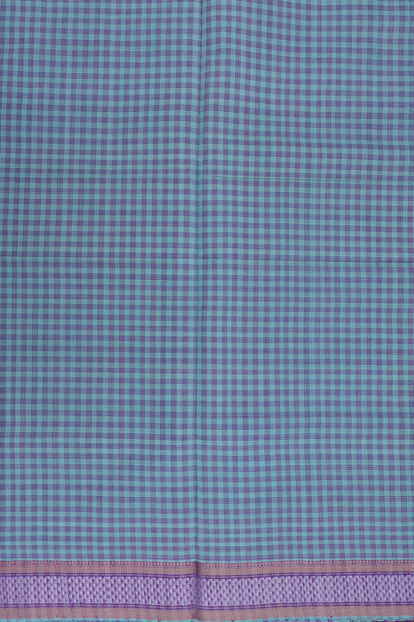 Mangalagiri Cotton Saree In Blue With Checks Design
