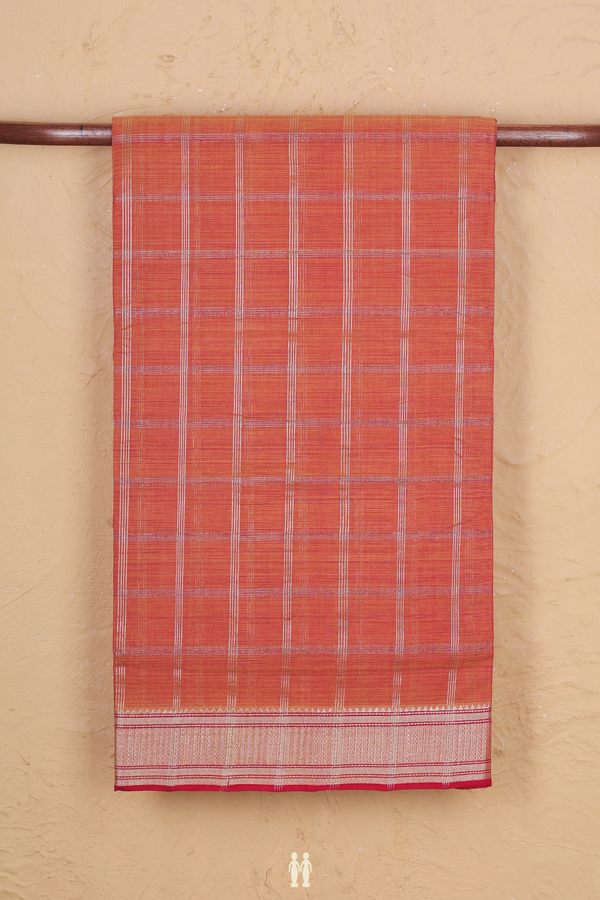 Mangalagiri Cotton Saree In Dual Tone With Checks Design