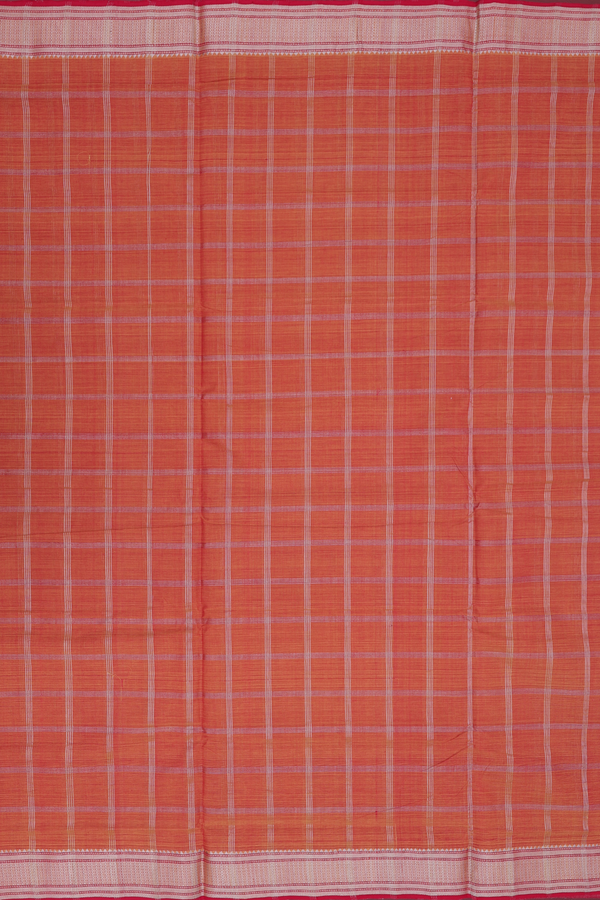 Mangalagiri Cotton Saree In Dual Tone With Checks Design