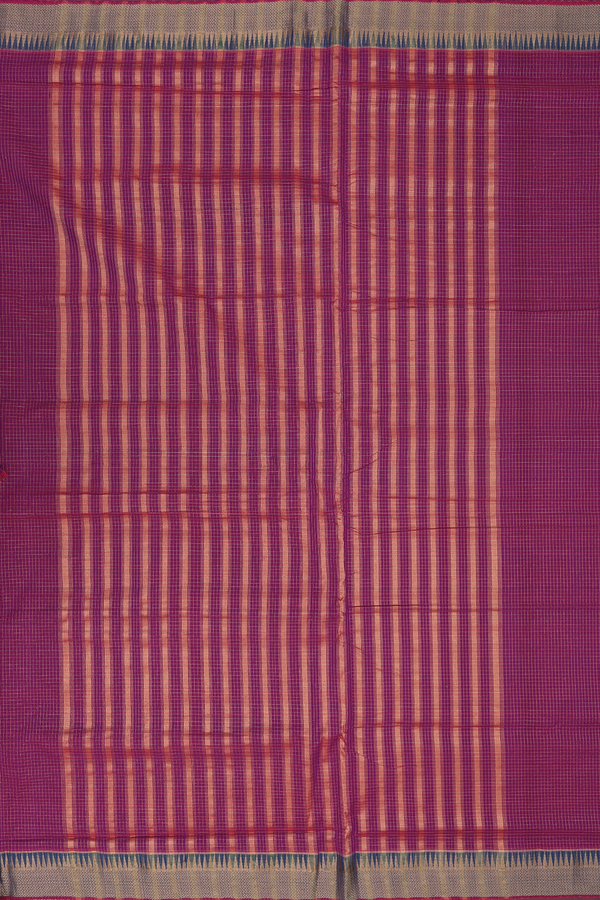 Mangalagiri Cotton Saree In Purple With Checks Design