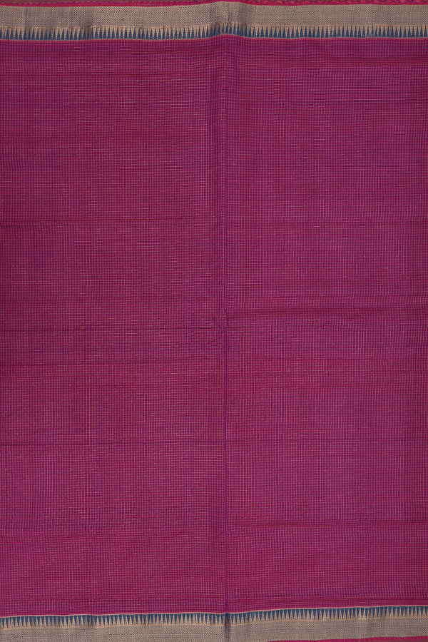 Mangalagiri Cotton Saree In Purple With Checks Design