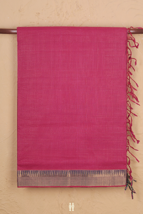 Mangalagiri Cotton Saree In Pink With Checks Design