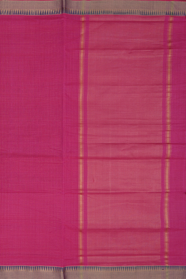 Mangalagiri Cotton Saree In Pink With Checks Design