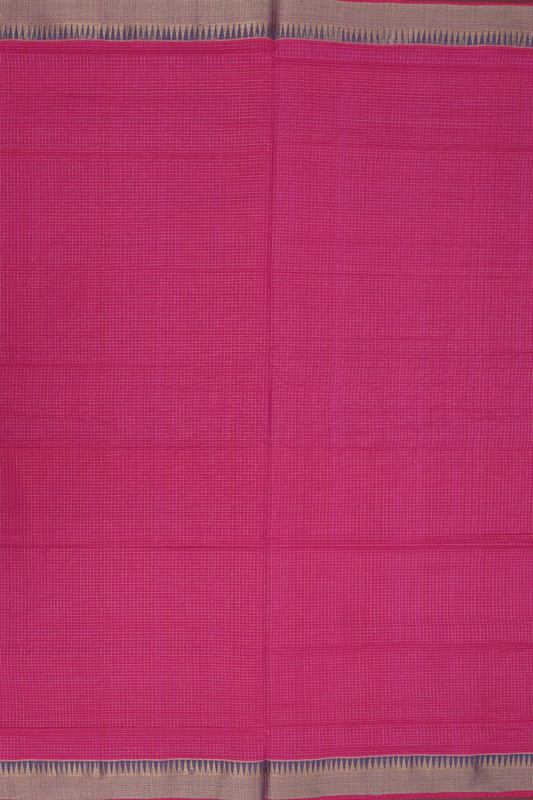 Mangalagiri Cotton Saree In Pink With Checks Design