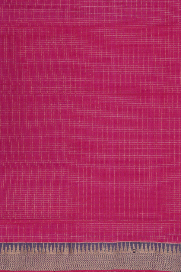 Mangalagiri Cotton Saree In Pink With Checks Design