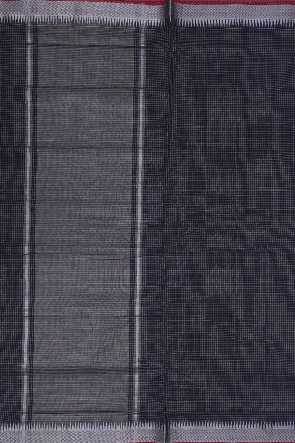 Mangalagiri Cotton Saree In Black With Checks Design
