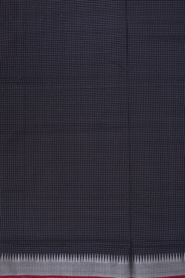Mangalagiri Cotton Saree In Black With Checks Design