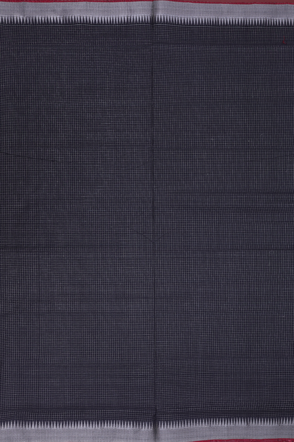 Mangalagiri Cotton Saree In Black With Checks Design
