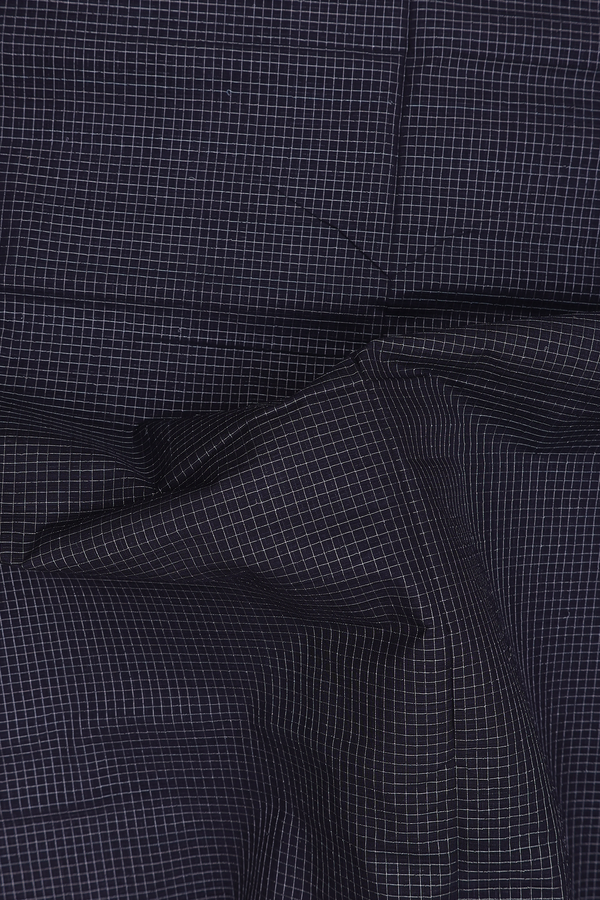 Mangalagiri Cotton Saree In Black With Checks Design