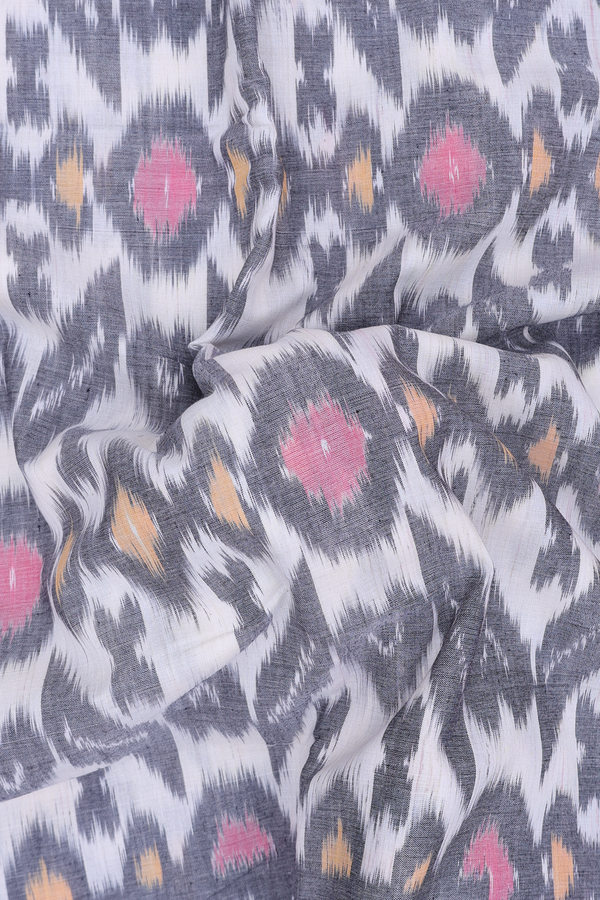 Pochampally Cotton Saree In White With Allover Design
