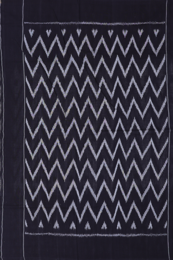 Pochampally Cotton Saree In White With Chevron Design